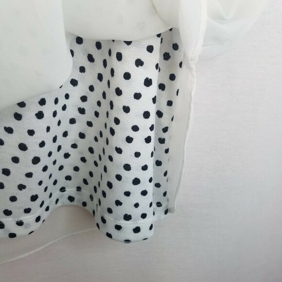 Chico's Size 1 Shirt Top White Black Polka Dot Layered Tank Sheer - Picture 4 of 6